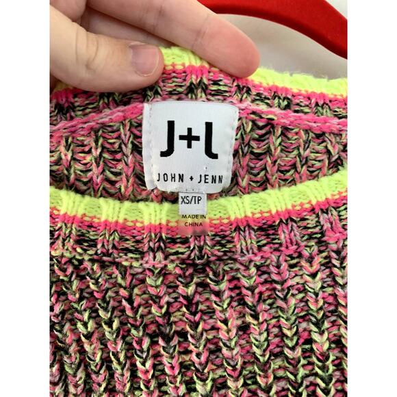 Revolve John + Jenn Pink Yellow Multicolor Neon Sweater Size Womens XS - Picture 4 of 6